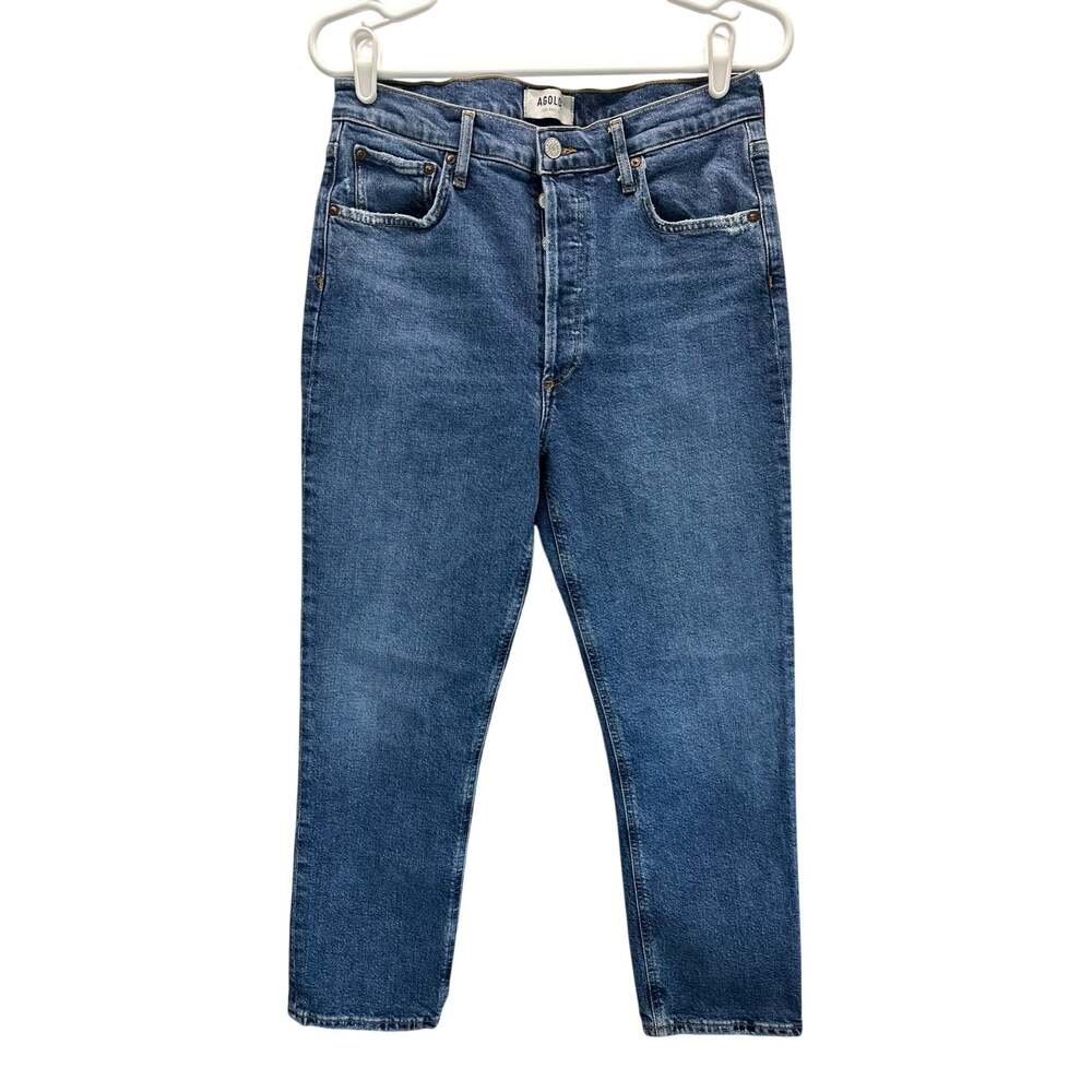 Agolde Riley High Rise Straight Crop Jeans 29 Med Wash